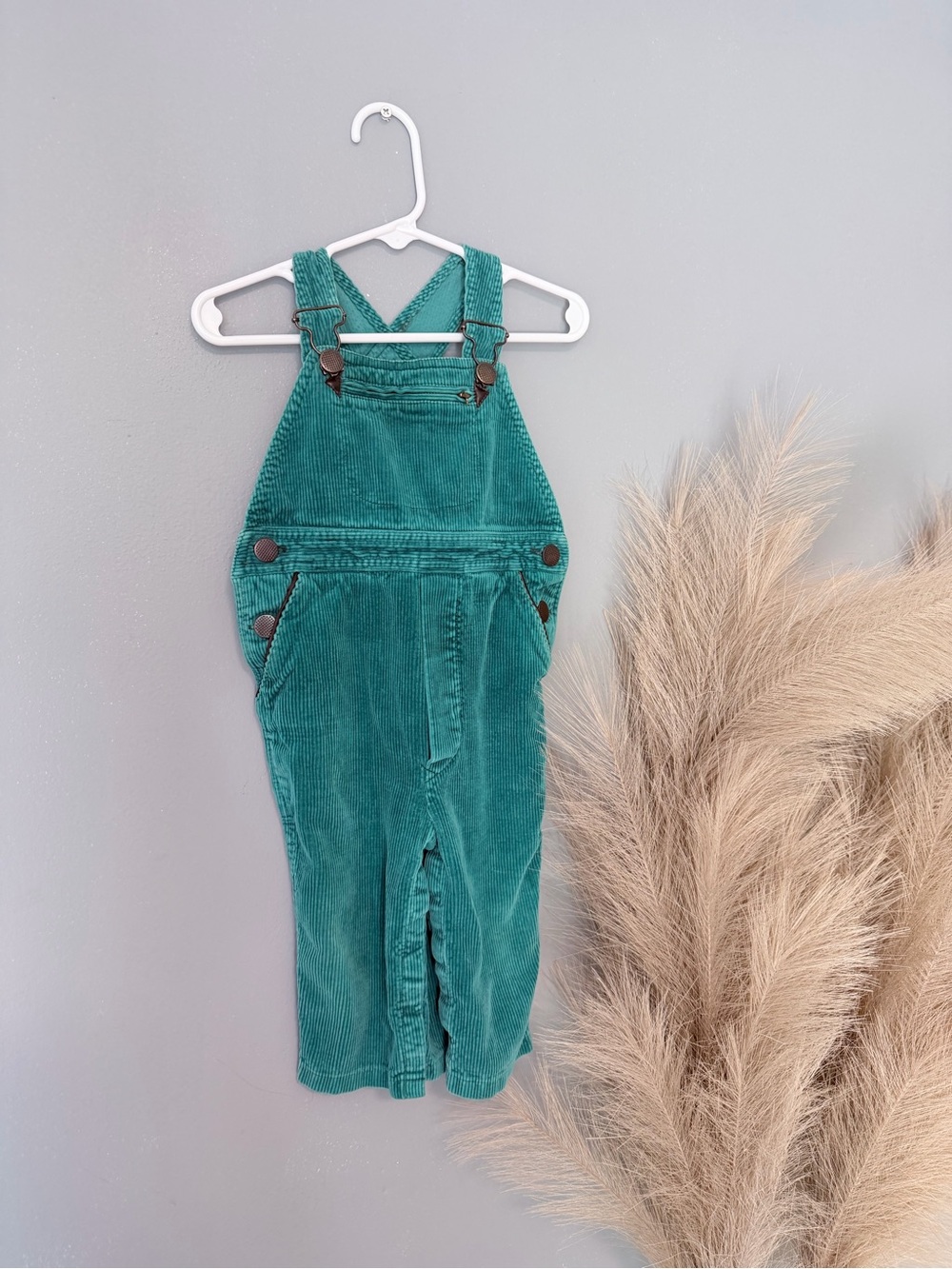 Vintage Teal Corduroy Kids Overalls